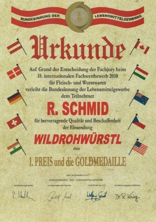 Urkunde Wildsalami_Schmid