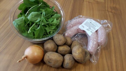 Bratwürstel mit Erdäpfelschmarren